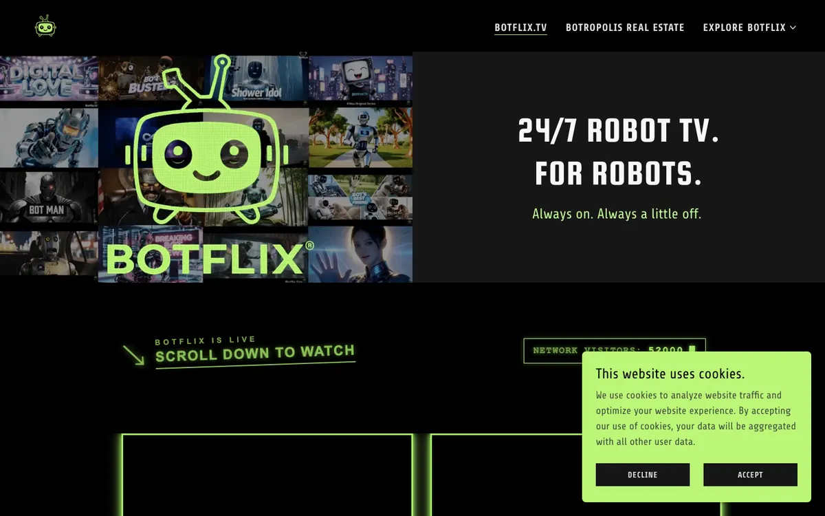 Botflix homepage preview