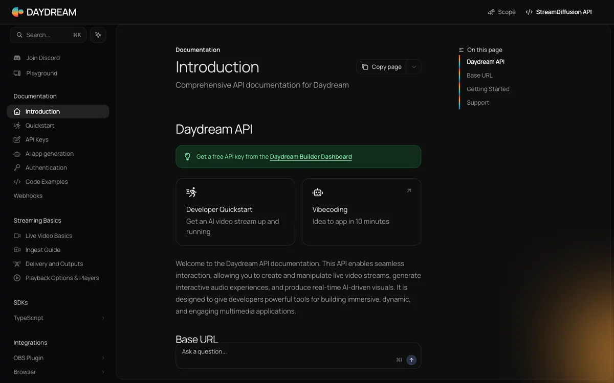 Daydream Video API homepage preview