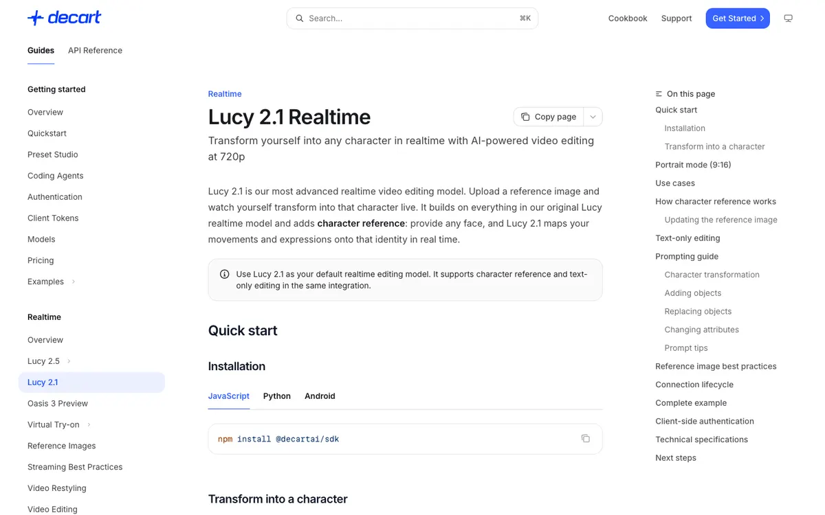 Decart Lucy Realtime homepage preview