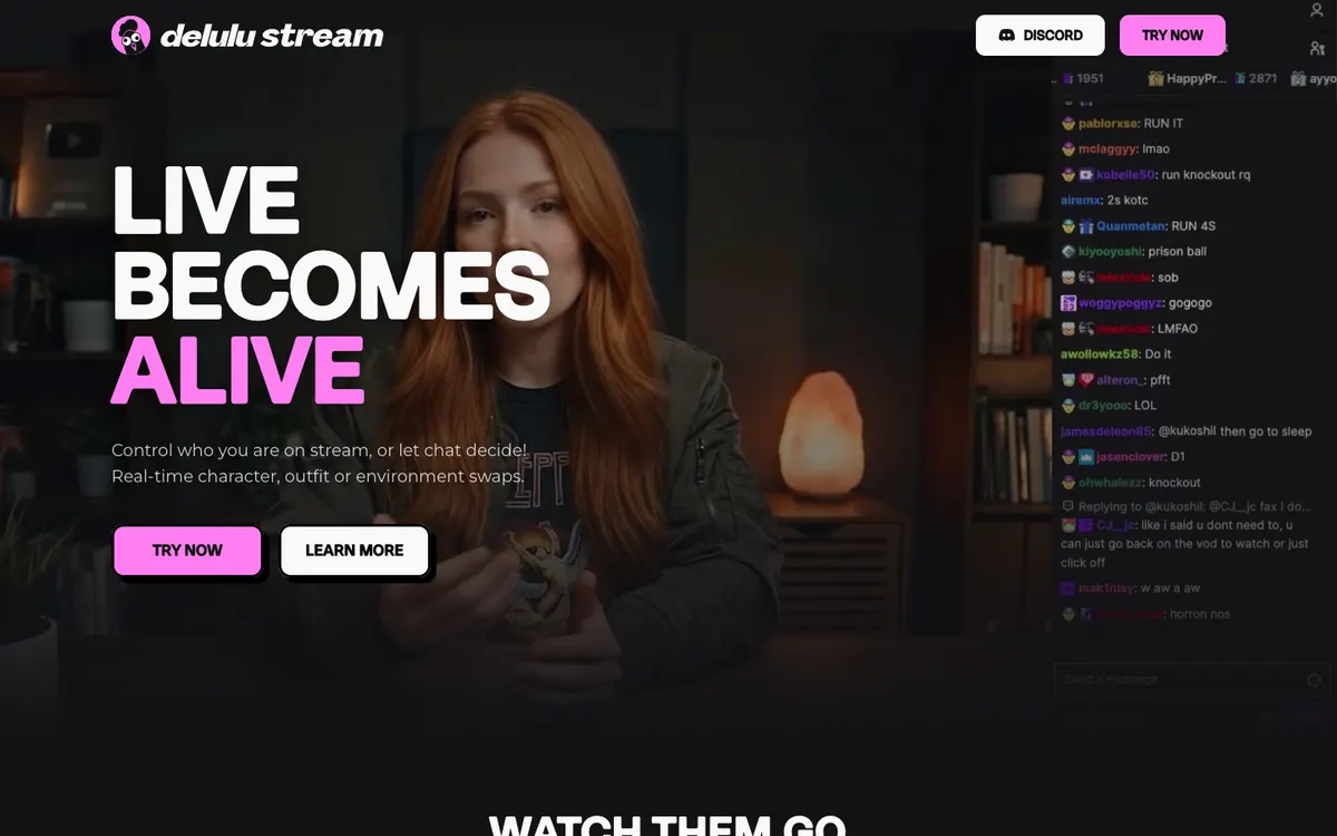 Delulu Stream homepage preview