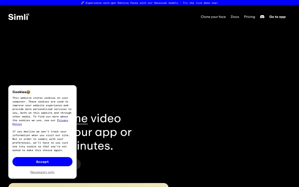 Simli homepage preview