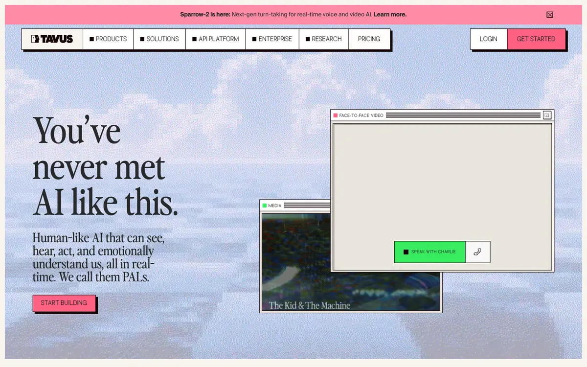 Tavus CVI homepage preview