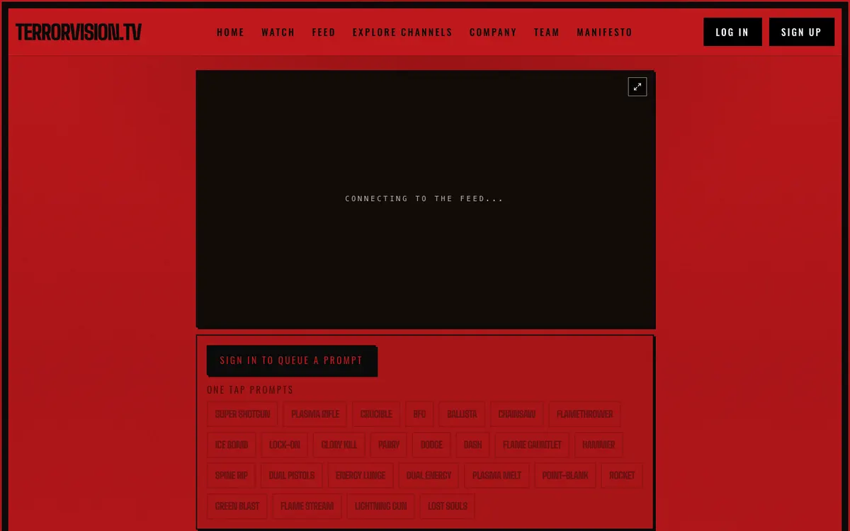 TERRORVISION.TV homepage preview