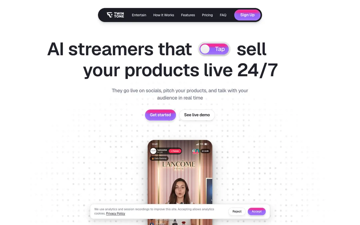 TwinTone homepage preview